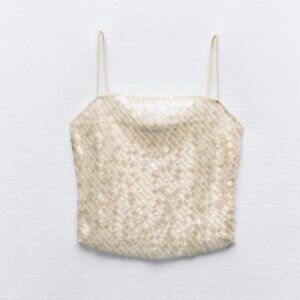 NWOT Zara Sequin Crochet Top Size Large